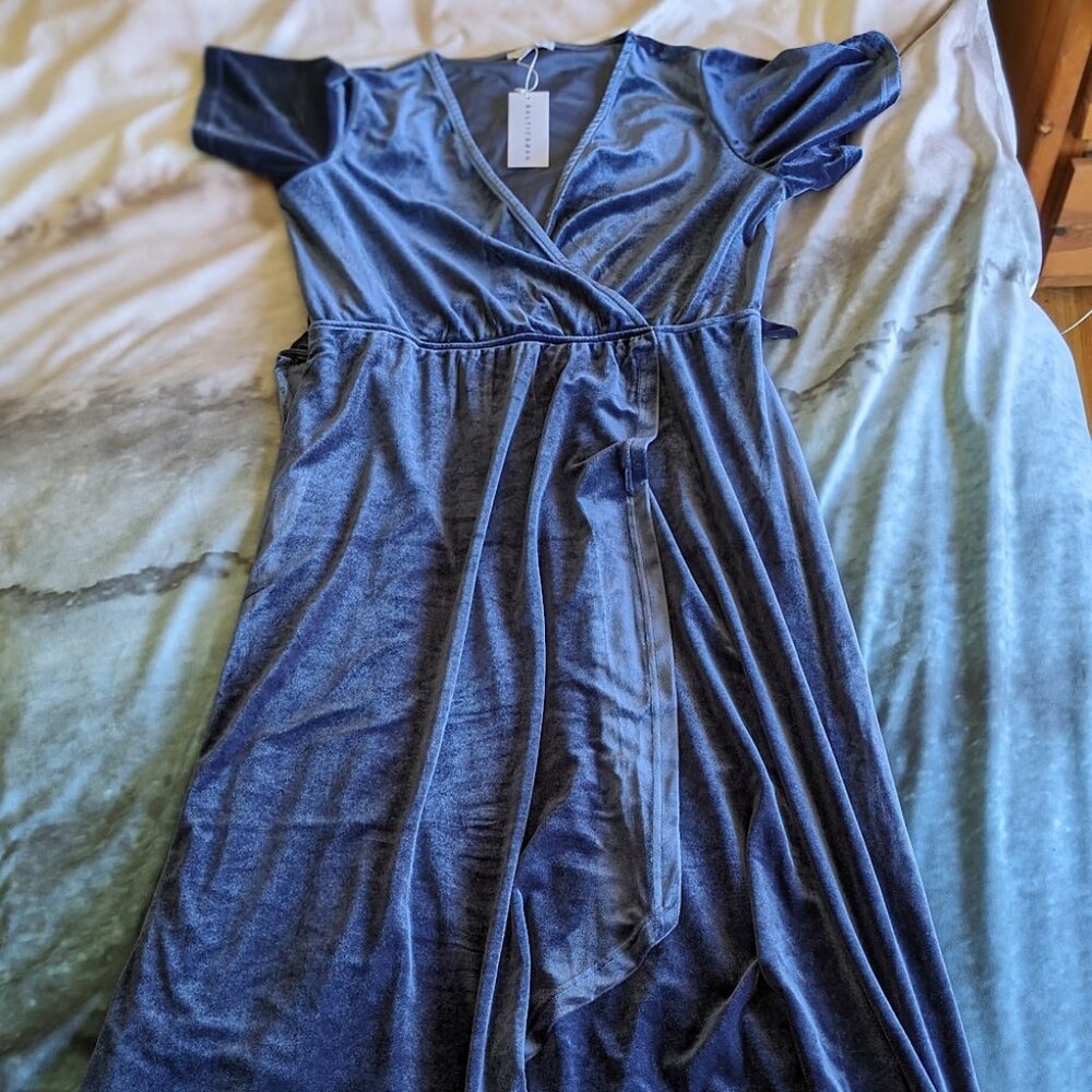 Baltic Born Velvet Light Blue Wrap Dress - Bridesmaid